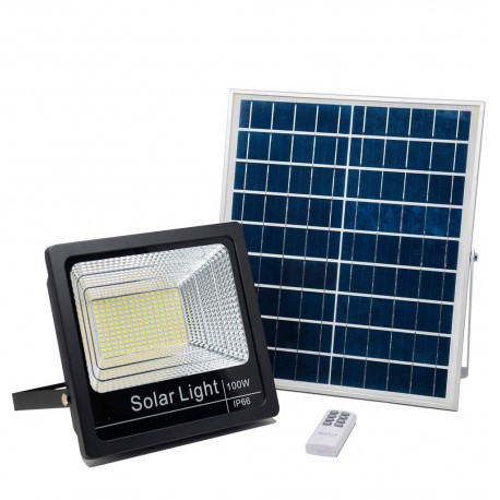 Foco LED solar 100W con placa solar - luz Blanca