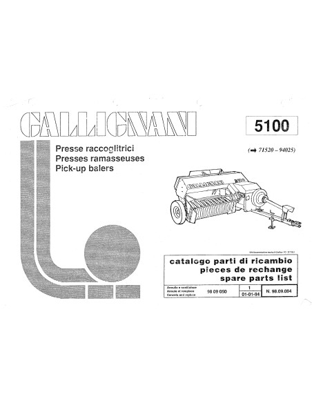 Descargar PDF Despiece Gallignani empacadora 5100